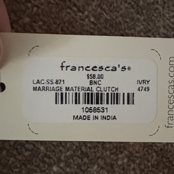 Francesca's Collections Ivory and Blue Beaded Clutch - Picture 5 of 5